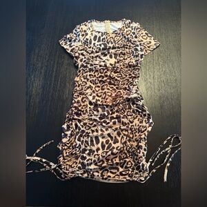 Leopard Print Ruched Dress (Worn Once, Like NEW)